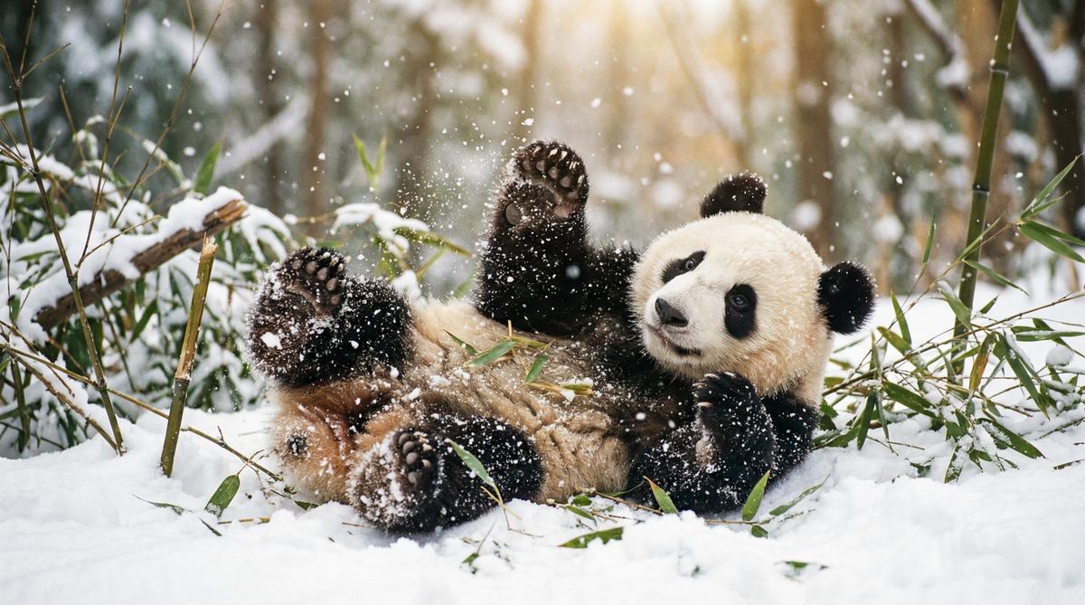 色虎熊猫视频 - 大熊猫雪地嬉戏视频在线观看